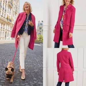 Talbots Military Coat Fuchsia Pink Size 2 NWT